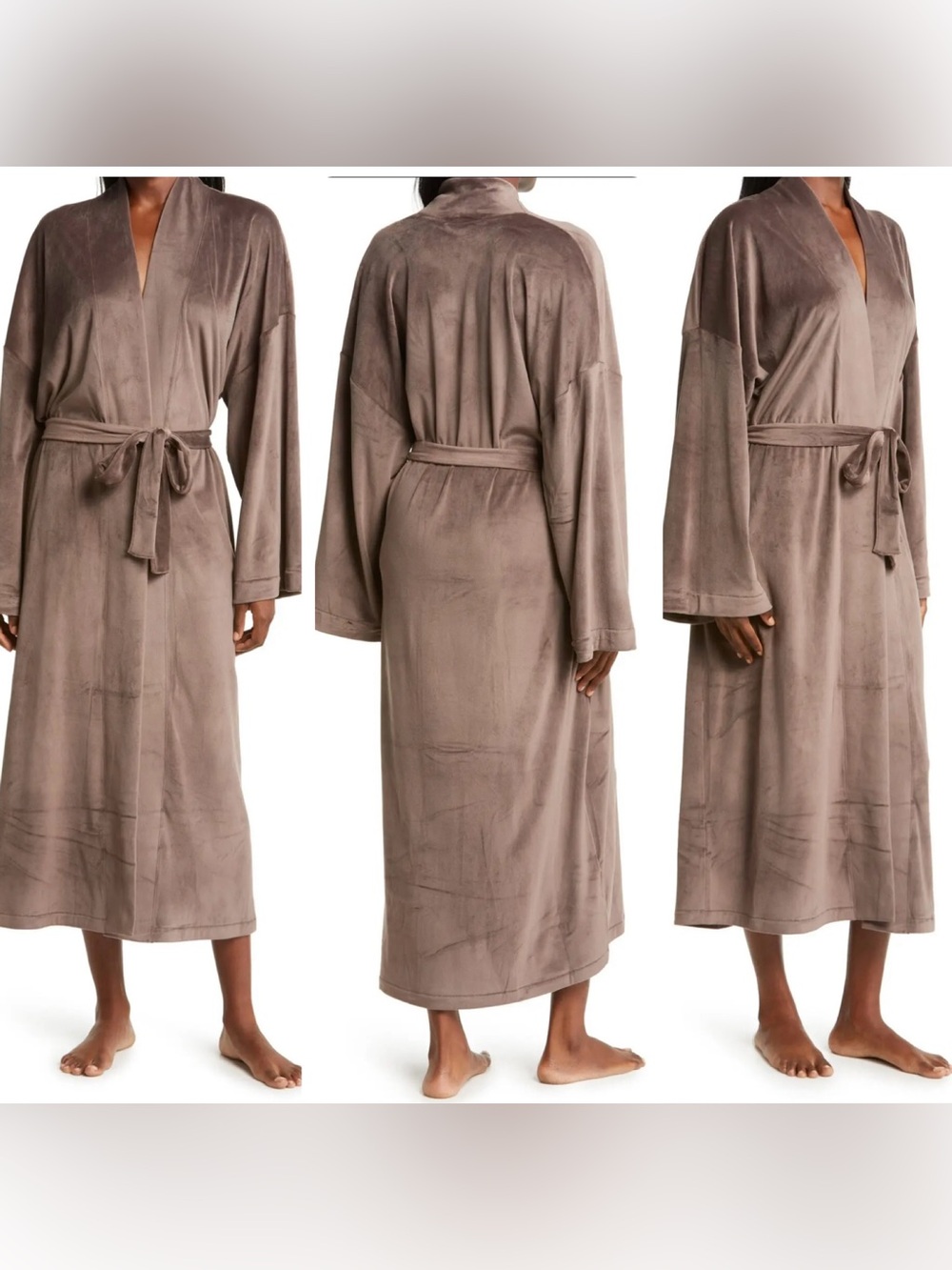 SKIMS Plush Brown Velour Wrap Robe SZ L - Picture 1 of 7